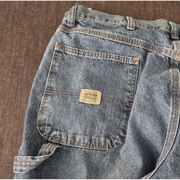 Wrangler Hero Jeans Mens 36x34 Blue Denim Cargo Carpenter Workwear Pants Relaxed - Picture 4 of 5